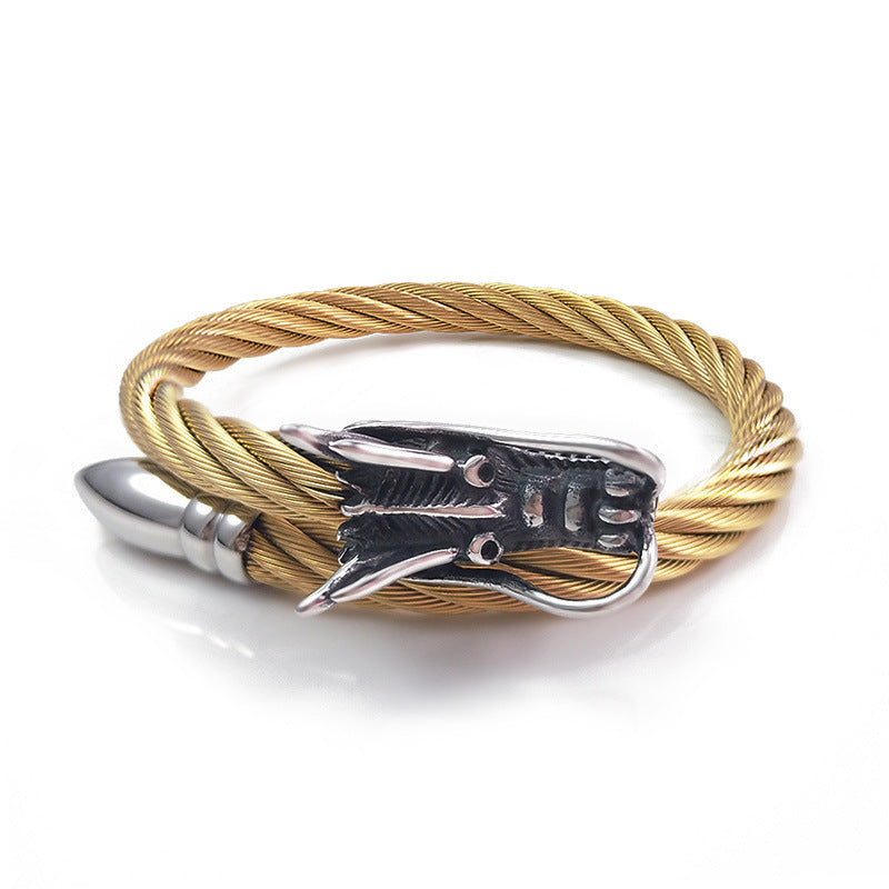 Venta al por mayor Pulsera de acero inoxidable con grifo de cuerda de alambre